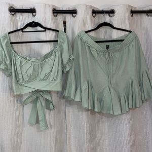 SHEIN mint green skirt set